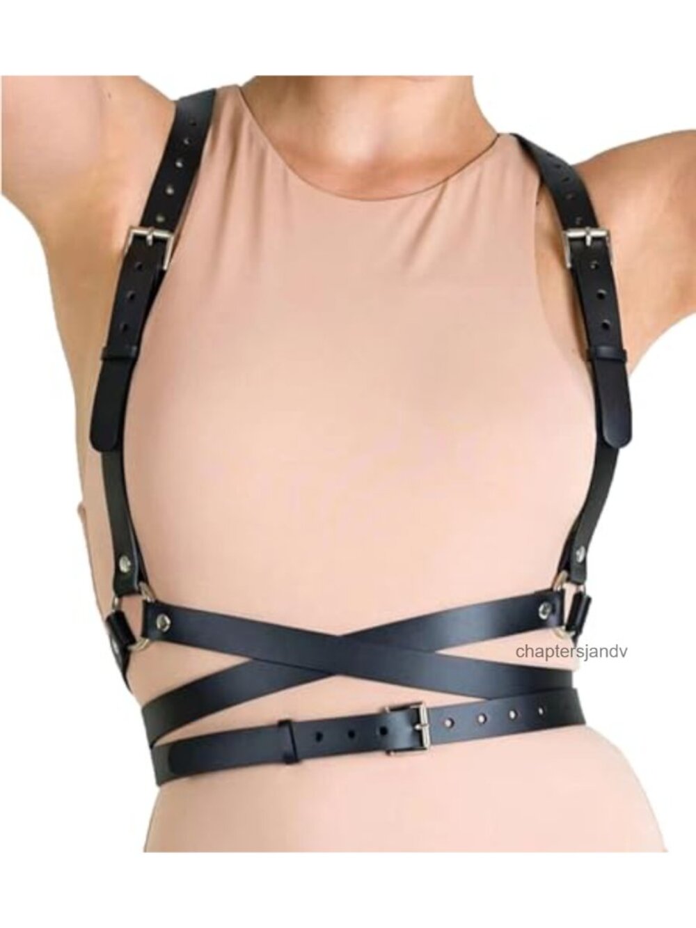 Punk Faux Leather Harness Belt Adjustable Body Chain for Women